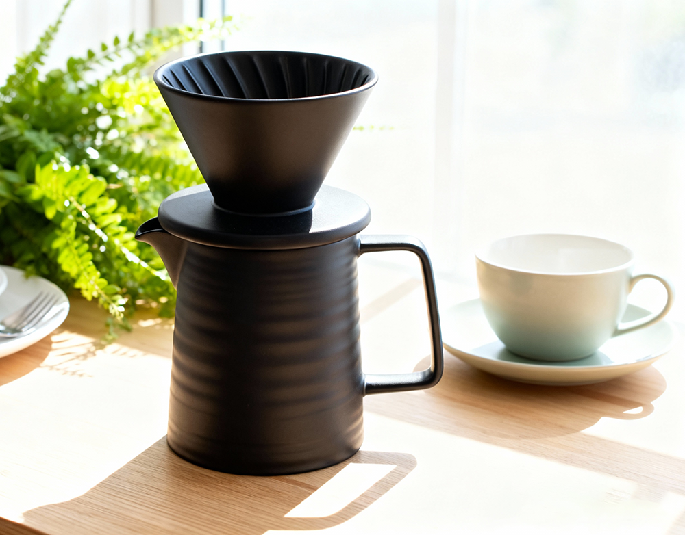 Premium Black Ceramic Pour Over Set
