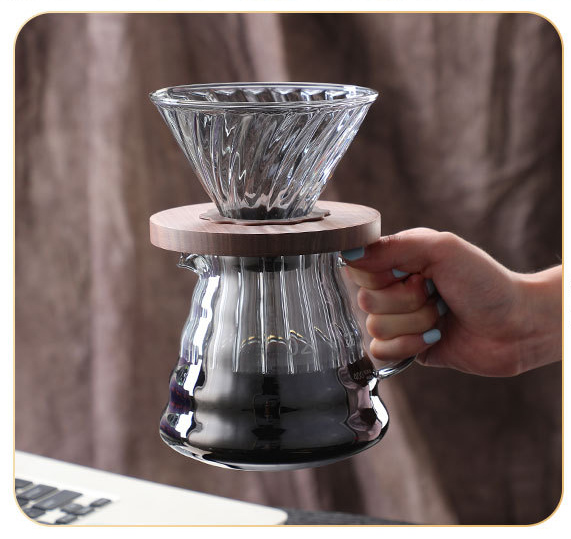 BeeCa Smoked Glass Pour Over Coffee Maker Set - 20oz Borosilicate Carafe